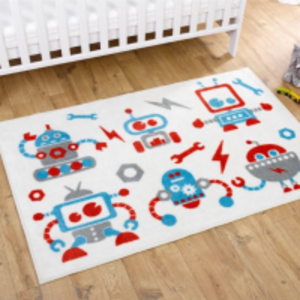 Childrens White Robot Rug by  Brennan Atkinson International Ltd. 