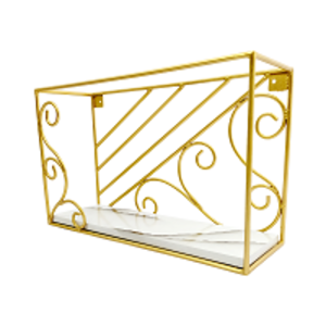  Gold Javanese Ornament Square Metal Wall Shelf 2 
