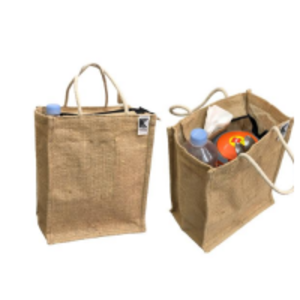Jute Lunch Bag With Pockets by  Karaj Kosmic Exports Private Limited 
