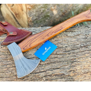 Damascus Steel Axe With Leather Sheath
