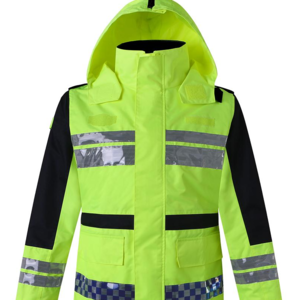 Hi Vis Construction Waterproof Adjustable Hood Jacket Bottom Safety Jacket