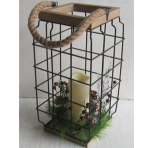 Christmas Decoration Wire Lantern with LED Candle