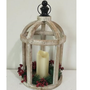 Christmas Decoration Wooden Lantern with LED Candle