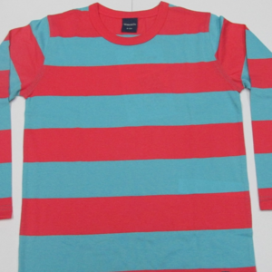 Boy's long sleeve yarn dyed t-shirt.