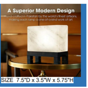 100% Authentic  Natural  Himalayan Salt  Lamp; HandCarved Modern  Rectangle Rare  White Crystal  Rock Salt from  The Himalayan  Mountain; Footed  Wood Base,11.5  lbs by a.a. traders