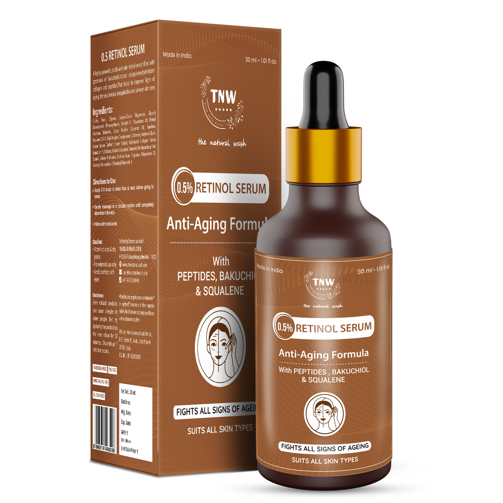 TNW-The Natural Wash Anti-Ageing Face Serum for Reducing Fine Lines & Wrinkles | Reduces Tanning & Pigmentation.