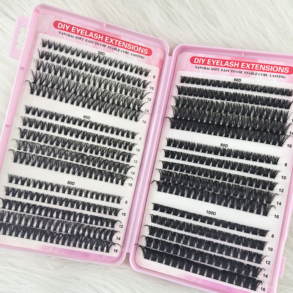 Hot Selling DIY Cluster Eyelash Book Kit Handmade 30D 40D 50D 60D 100D Mixed Length D Curl Fans Eyelashes Set Wholesale