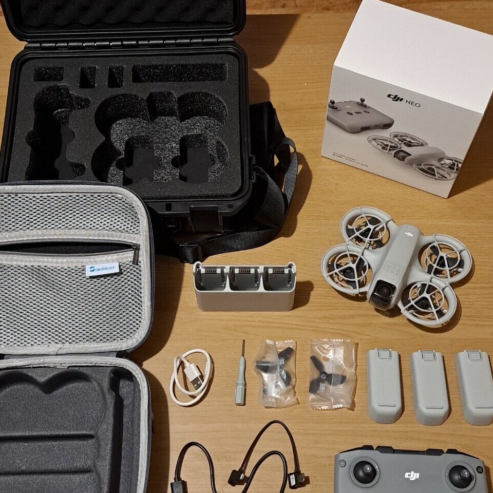 DJI Neo Fly More Combo, Mini Drone with 4K UHD Camera for Adults, 135g Self Flying Drone that Follows You, Palm Takeoff, Subject Tracking, QuickShots, Stabilized Video, with RC-N3 and 3 Batteries