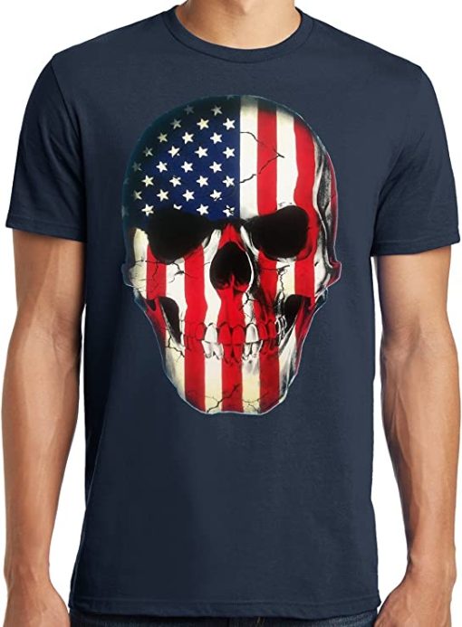 Big and Tall King Size Patriotic Skull American Flag T-Shirt