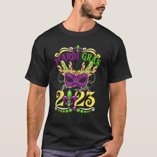 Mardi Gras Mardi Gras 2023 Beads Mask Feathers T-Shirt