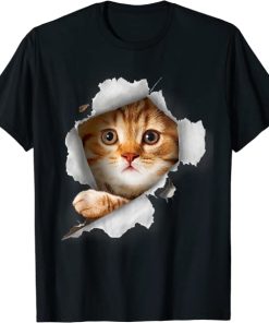 Cat Shirt, Orange Cat Tshirt, Cat Torn…