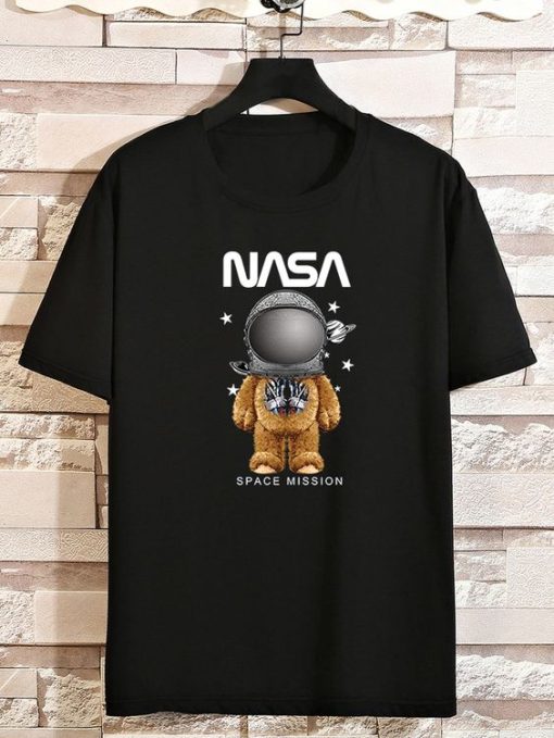 Men Letter & Spaceman Print Tee