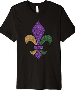 Fleur De Lis Shirt Glitter Effect Mardi…