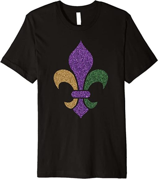 Fleur De Lis Shirt Glitter Effect Mardi Gras T Shirt