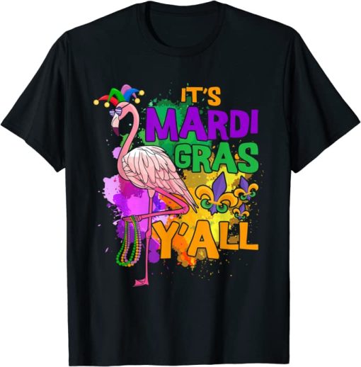 Funny Carnival Party Gift Idea Flamingo Mardi Gras T-Shirt