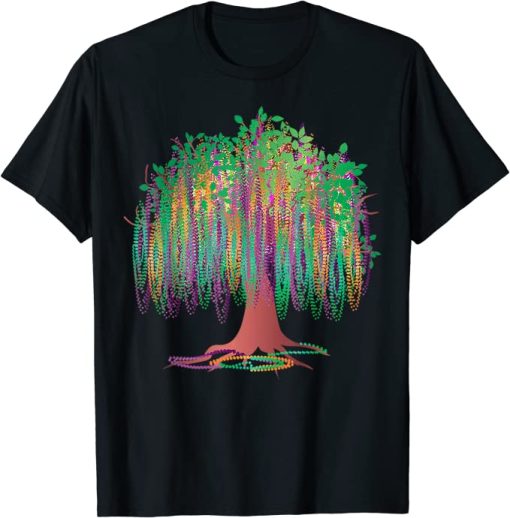 Mardi Gras Tree Beads New Orleans 2023 Watercolor Festival T-Shirt