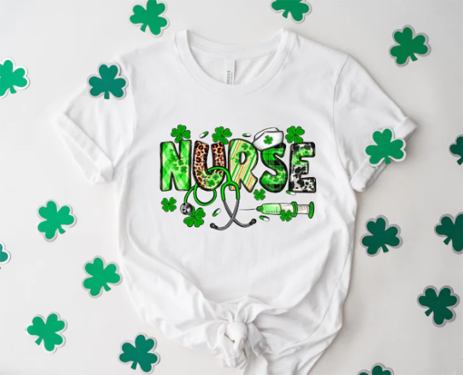 St.Patricks Lucky Nurse Shirt, Irish women Shirt, Nurse Lucky Green T-Shirt