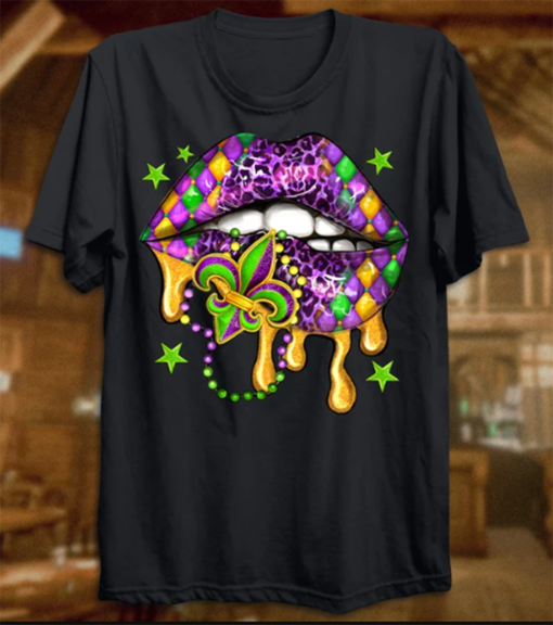 Mardi Gras lips png sublimation design, Mardi Gras T-Shirt