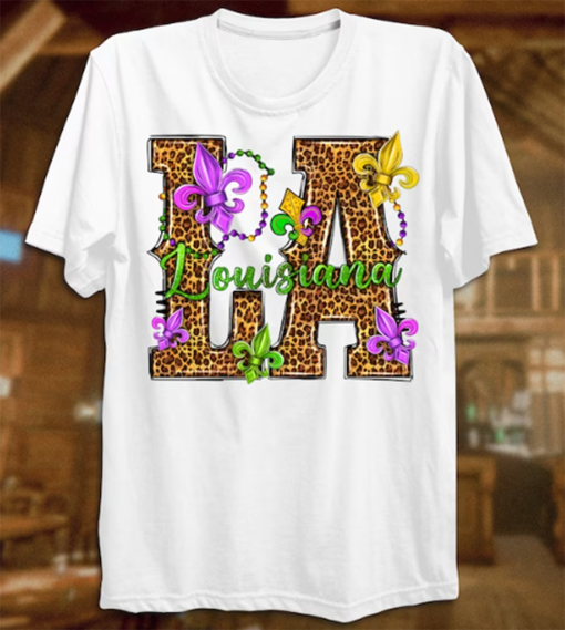 Louisiana leopard Mardi Gras Shirt, Happy Mardi Gras T-Shirt, Louisiana state T-Shirt