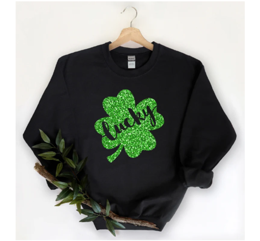 Womens st pattys shirt, glitter shamrock tee, st patricks day shirt, womens st paddys, cute st pattys shirt