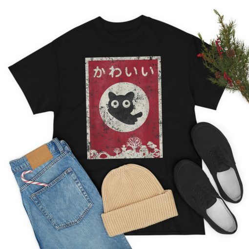 Kawaii cat Japanese black anime cat T Shirt T-Shirt