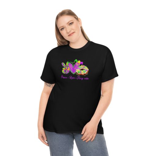 Peace Love King Cake Funny Mardi Gras Party Carnival Gifts T-Shirt