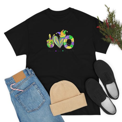 Peace Love King Cake Mardi Gras Men Women Kids T-Shirt