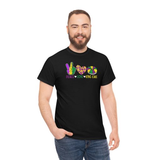 Peace Love King Cake Funny Mardi Gras Festival Party T-Shirt