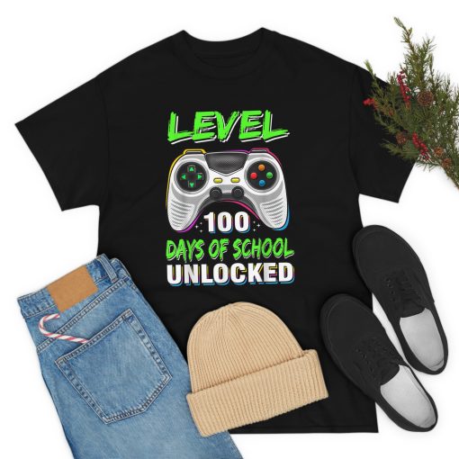 Level 100 Days Of School Unlocked Gamer Video Games Boys T-Shirt