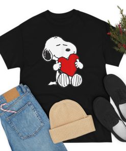 Peanuts Valentine Snoopy Hugging Heart T-Shirt