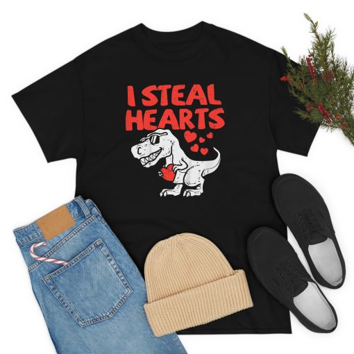 Kids I Steal Hearts Trex Dino Baby Boy Valentines Day Toddler T-Shirt