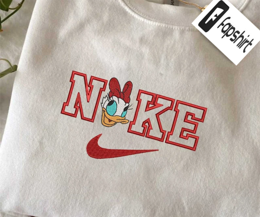 Dais.y Duck Cartoon Brand Embroidered Sweatshirt, Custom Brand Embroidered Sweatshirts, Embroidered Sweatshirts, Custom Cartoon Brand Shirt