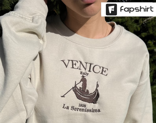 Venice Italy La Serenissima Embroidered sweatshirt Crewneck, Vintage Embroider Clothing, Old money aesthetic, Sweater Y2K, Embroidery,Trendy Sweatshirt