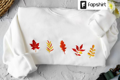 Fall Leaves embroidered crewneck,Vintage Sweatshirt,Autumn Sweatshirt,embroidered sweatshirt vintage,Gifts for Women, Friends, Bridesmaids