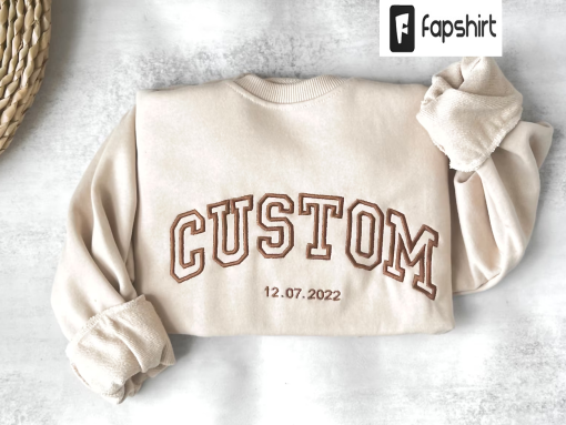 Custom personalized embroidered sweatshirt Alphabet Embroidery College Sweatshirt Varsity Sweatshirt