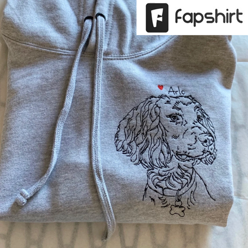 Pet portrait custom embroidered hoodie cotton, mens and ladies size, embroidered Sweatshirt