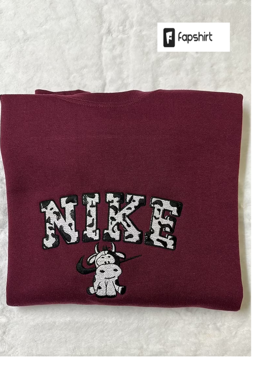 Cute Cow Inspired Embroidered Crewneck