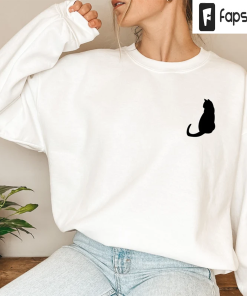 Cute Cat Embroidered Crewneck Sweatshirt, Custom Cat…