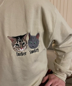 Embroidered Cat Sweatshirt, Custom Pet Embroidered Sweatshirt,…