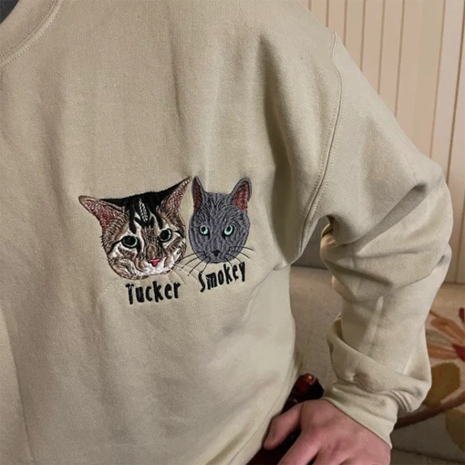 Embroidered Cat Sweatshirt, Custom Pet Embroidered Sweatshirt, Cat Lover Sweatshirt, Mothers Day, Mother’s Day Gift Ideas, Happy Mothers Day