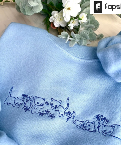 Cute Cats Embroidered Crewneck Sweatshirt