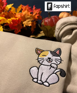 Embroidered Cute Cat Sweatshirt | Custom Embroidered…