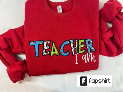 Dr Seuss Teacher I Am Sweatshirt | Embroidered Sweatshirt | Seussical | Cat in the Hat