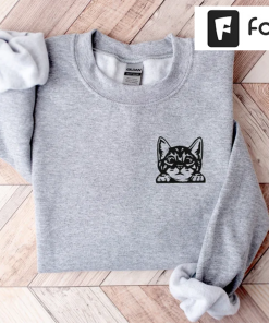 Custom Cat Mom Sweatshirt, Embroidered Cat Sweatshirt,…