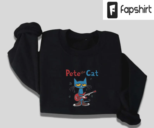 Funny Animal Embroidered Sweatshirt, Pete The Cat Sweatshirt, Cute Animal Hoodie, Funny Embroidered Shirt, Animal Shirt