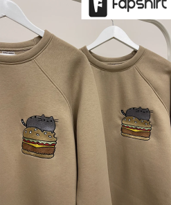 Couple Cartoon Embroidered Funny Cat Burgers Hoodies…