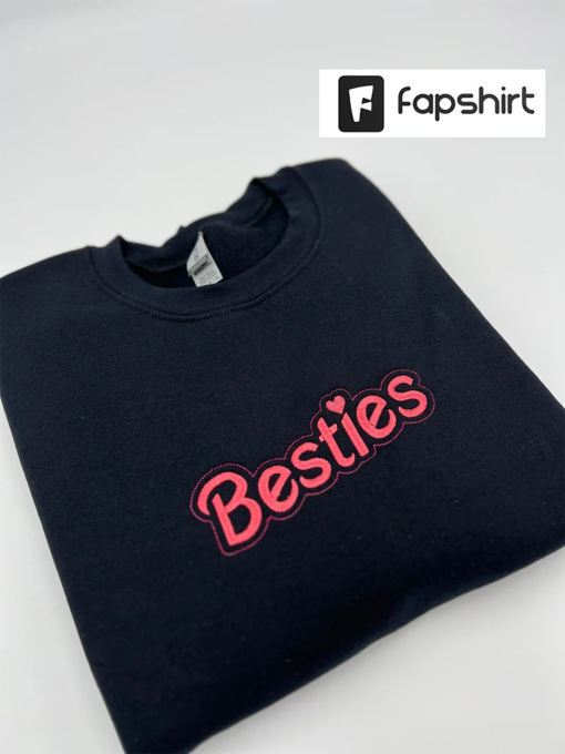 Besties sweatshirt embroidered crewneck best friends trendy Crewneck Sweatshirt