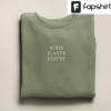 Embroidered “Dogs Coffee Plants” Crewneck Trendy Sweatshirt