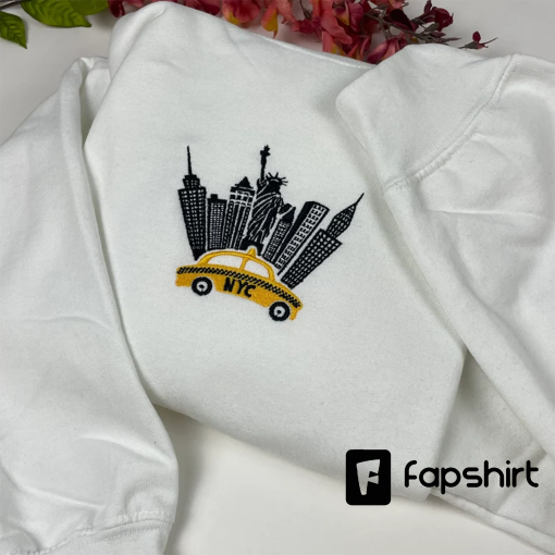 New York City Embroidered Sweatshirt, NYC vintage sweatshirt, Vintage Taxi Sweatshirt