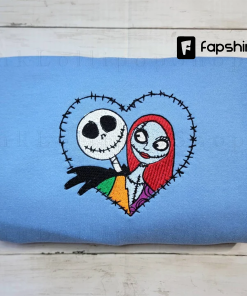 Jack and Sally Embroidered Crewneck Couple Apparel…